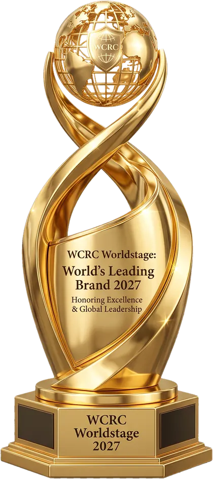 The World's Leading Leaders trophy, a gold globe held by two ribbons